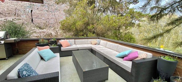 Executive home on Capitol Hill at forest edge with hot tub, fire pit, backyard in Burnaby